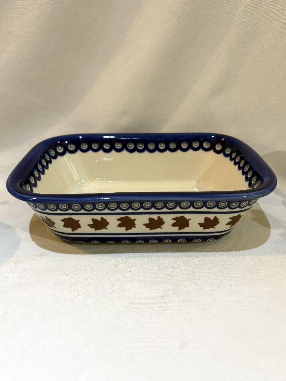 Polish Pottery Boleslawiec Hand Crafted Rectangular Casserole Dish Maple Leaf